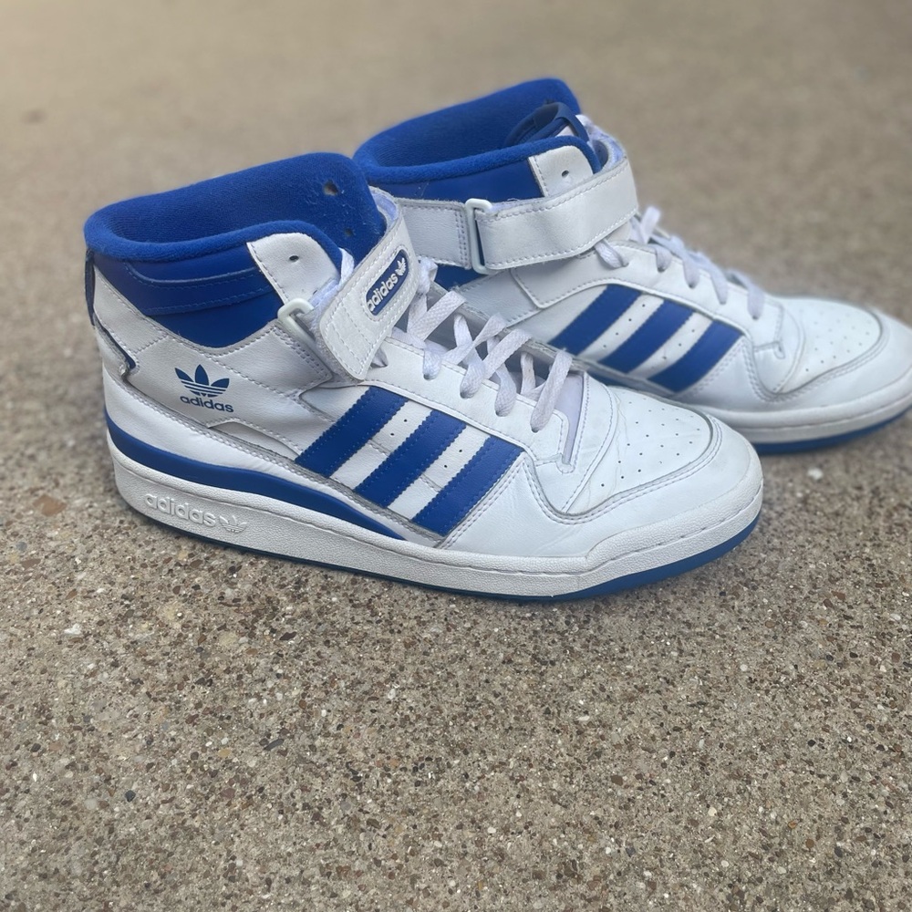 Adidas Royal Blue and White Men's Forum Mid Sneaker